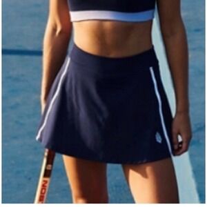 Free People Movement Tennis Skort Navy Blue White Stripe Athletic Skirt Medium